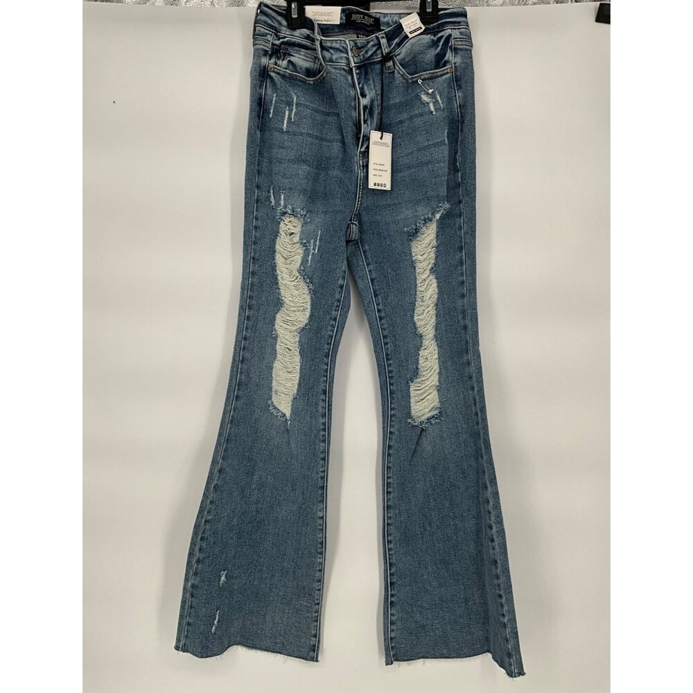 Judy Blue Womens High Waist Flare Distressed‎ Jeans Size 11/30